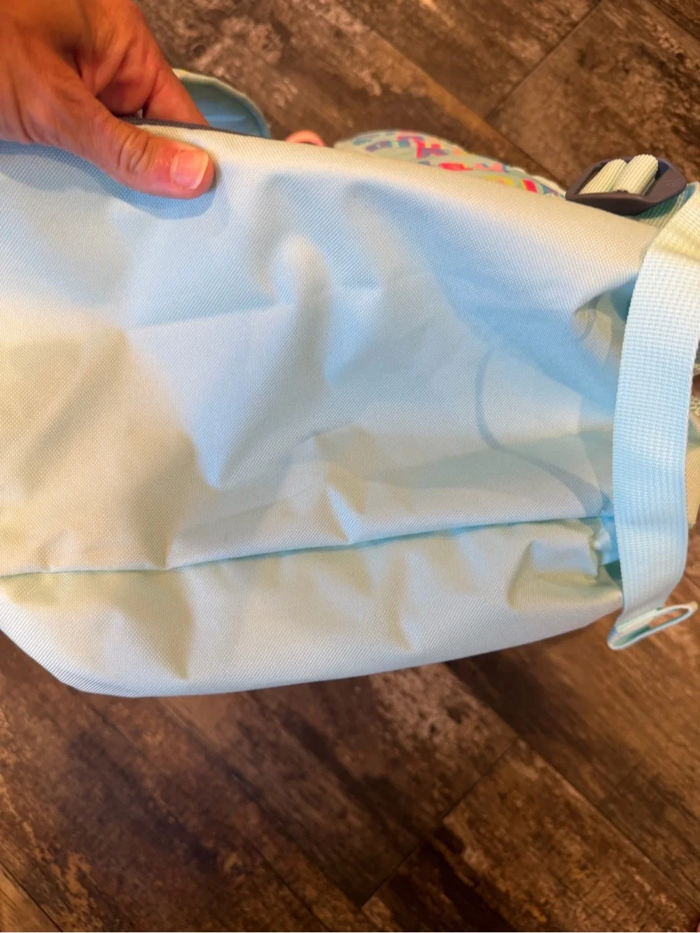 adidas Pastel Blue Backpack with Multicolor Logo Print